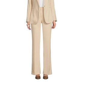 Antonio Melani Beige Linen Blend Straight Leg Trousers Pants Size 12 NWT